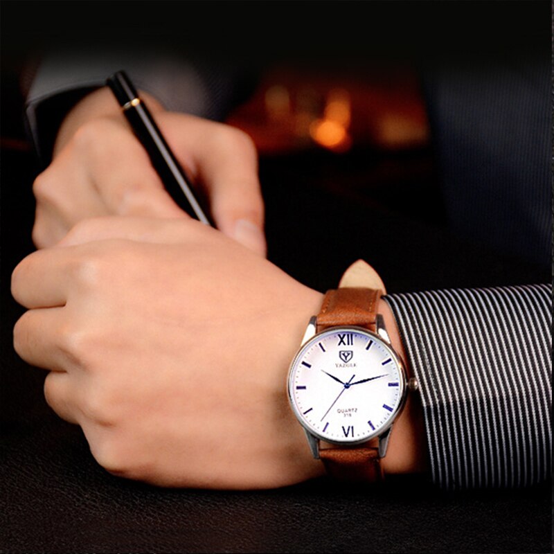 YAZOLE-montre à Quartz pour homme d'affaires, classique chronographe, bracelet en cuir pour homme