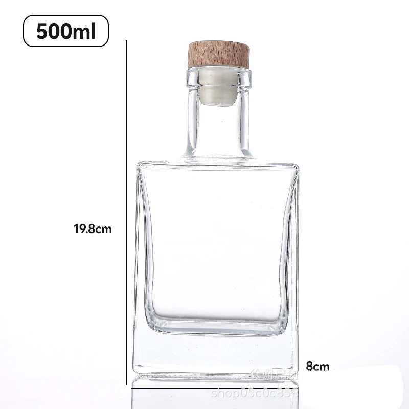 Bourbon-karaffel til whisky, skotsk whisky, spiritus, firkantet blyfri skotsk whisky-karaffel, premium vodka-karaffel: Brun