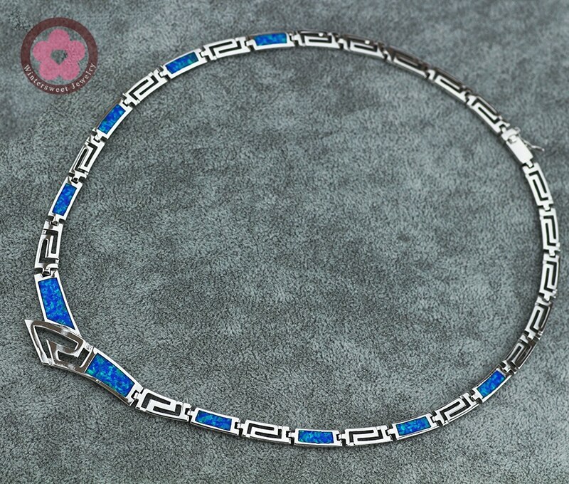 JZN0006 Necktie Shape Necklace Unique Top Blue Opal Gem Necklace for charm Women Jewelry Christmas