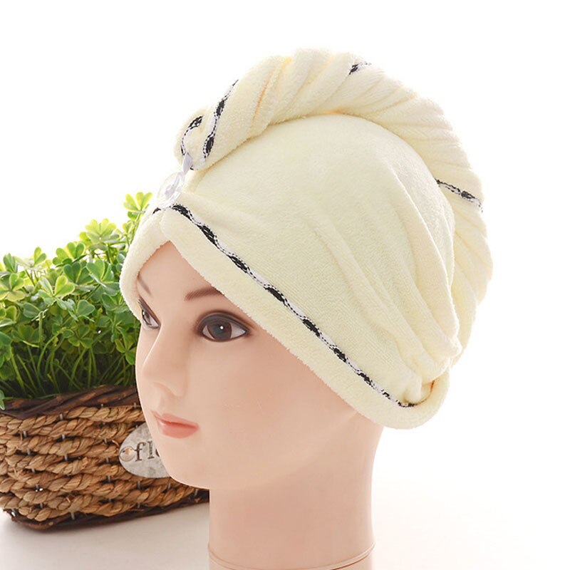 Toallas de secado rápido de 25x69Cm, gorros de microfibra para el pelo, gorro de ducha, turbante suave, absorbente, Toalla de baño, suministros de baño: Amarillo claro
