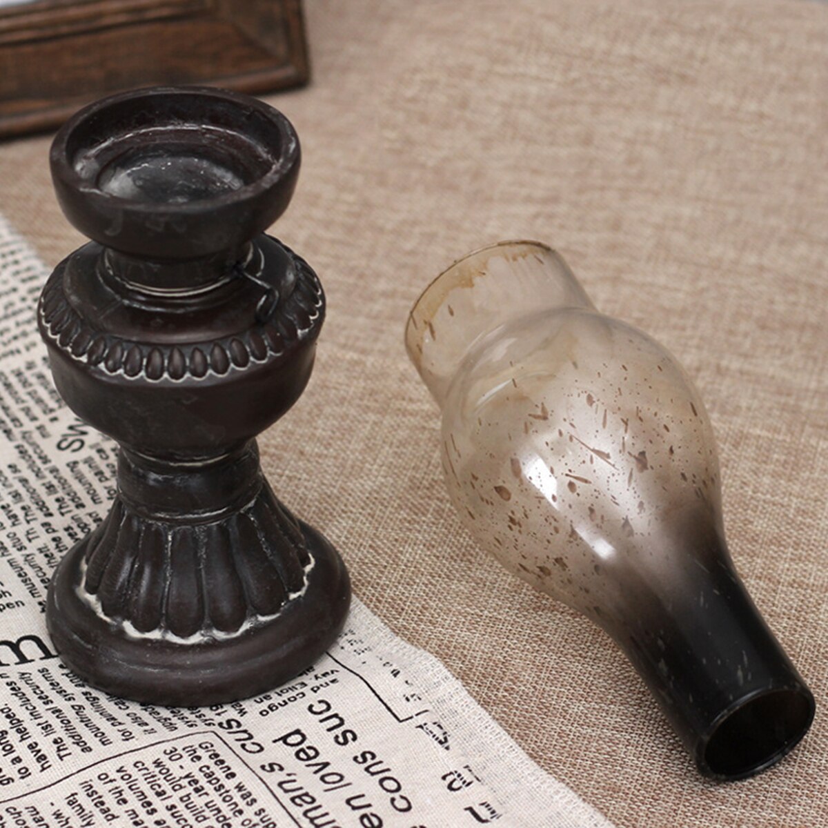 retro Glas Abdeckung Kerosin Lampe Leuchter Nostalgischen Jahrgang Cafe Bar Fenster Dekor Hause Harz Ornamente Kerze Tee Licht Halfter