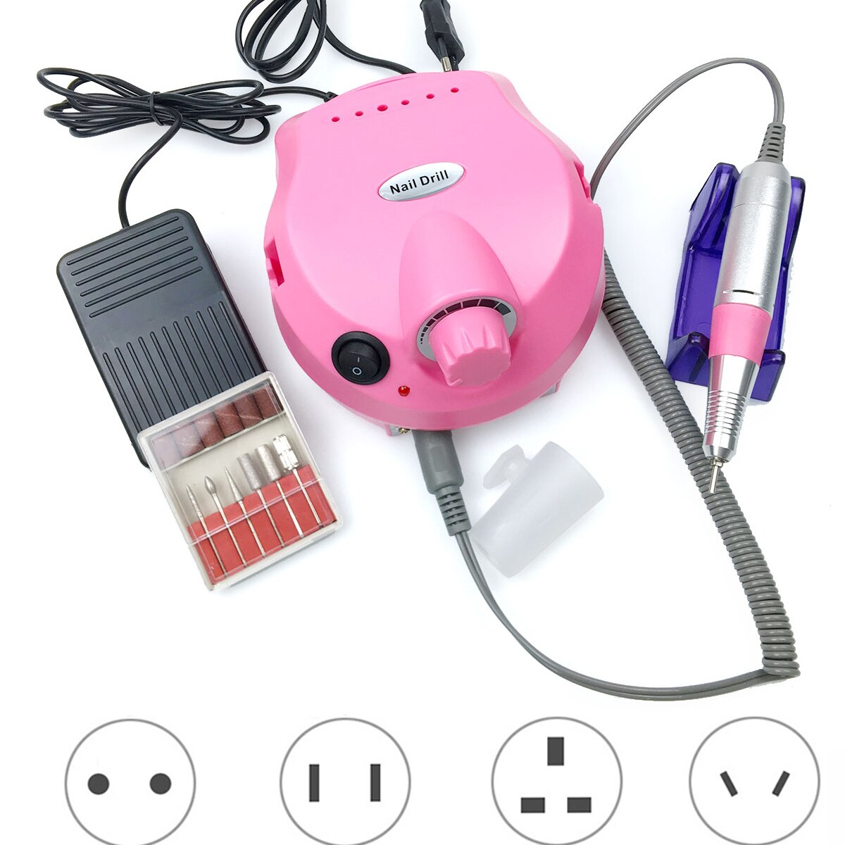 Perceuse à ongles électrique tr/min, ensemble de Machine 40W pour ponceuse à ongles 30000: 202-pink