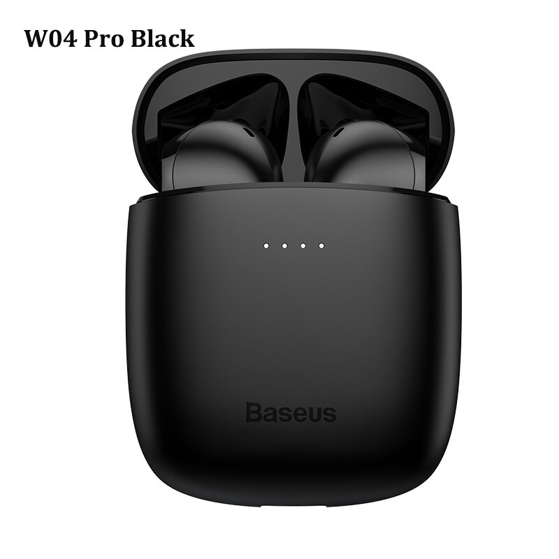 Baseus W04 W09 TWS Bluetooth Earphone 5.0 Headphone Mini Earbuds With Charging Box Stereo Sports True Wireless Headset For Phone: W04 Pro Black