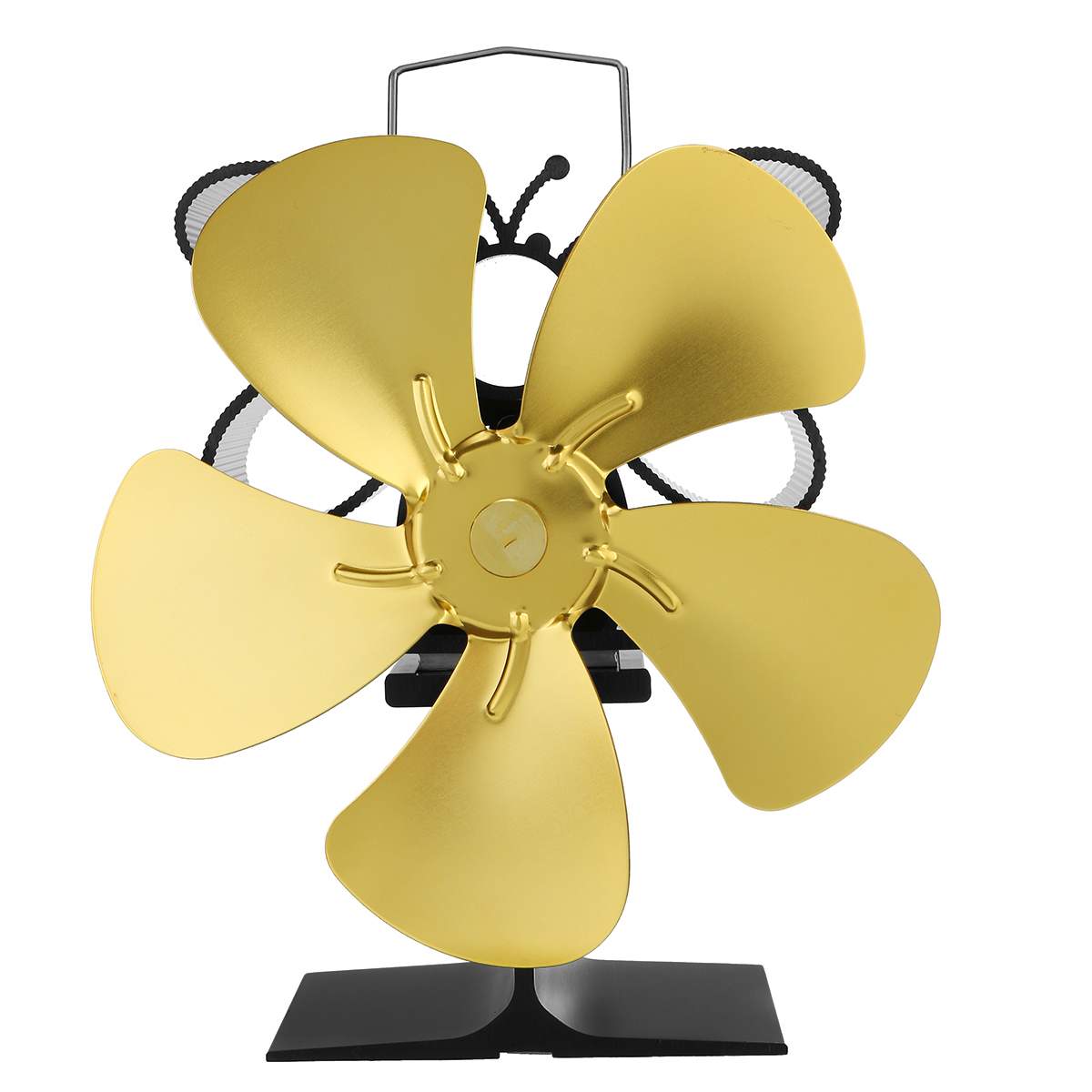 Winter Warm 5 Blades Haard Ventilator Kachel Ventilator Grote Air Volume Eco Vriendelijke Warmte Aangedreven Stille Ventilator Efficiënte Warmteverdeling: Gold