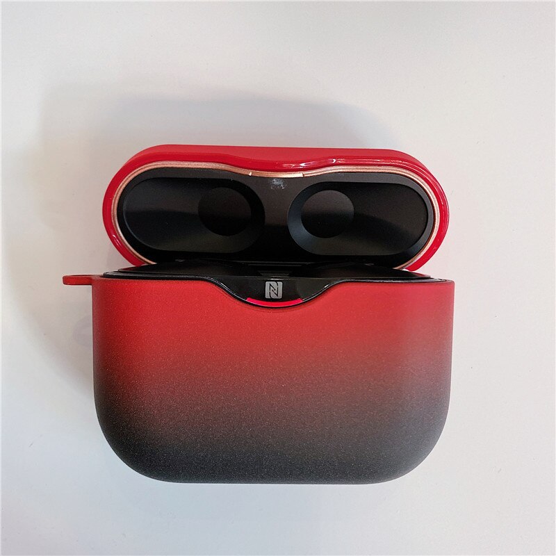 Earphone Case For SONY WF-1000XM3 Gradient Color Headset Protective Case Wireless Bluetooth Headset Accessories Charging Box: Red black