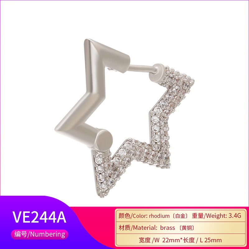 ZHUKOU tendance 1 pièce or/argent couleur boucle d'oreille cerceau pour les femmes CZ cristal boucles d'oreilles modèle de bijoux de : VE224