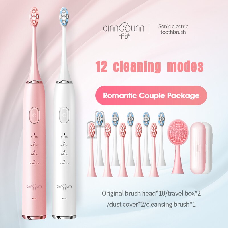 Electric Toothbrush Toothbrush Sonic Ultrasonic Brush IPX7 Waterproof Sonic Toothbrush Recharge Sterilization Anti-bacteria: Combination One