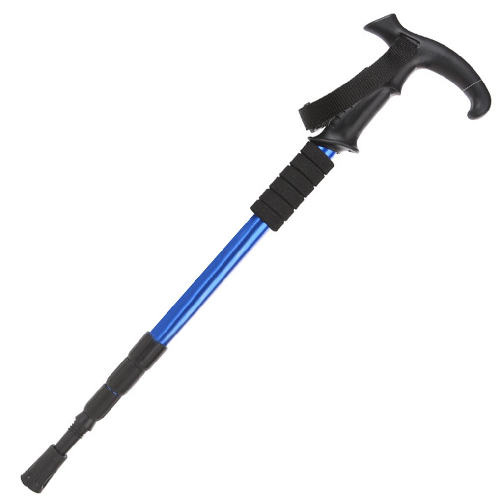 Telescopic Trekking Stick Walking Cane Trusty Hiking Poles Folding Stick Walking Stick for elder Crutches Rubber Tip Accessories: Blue