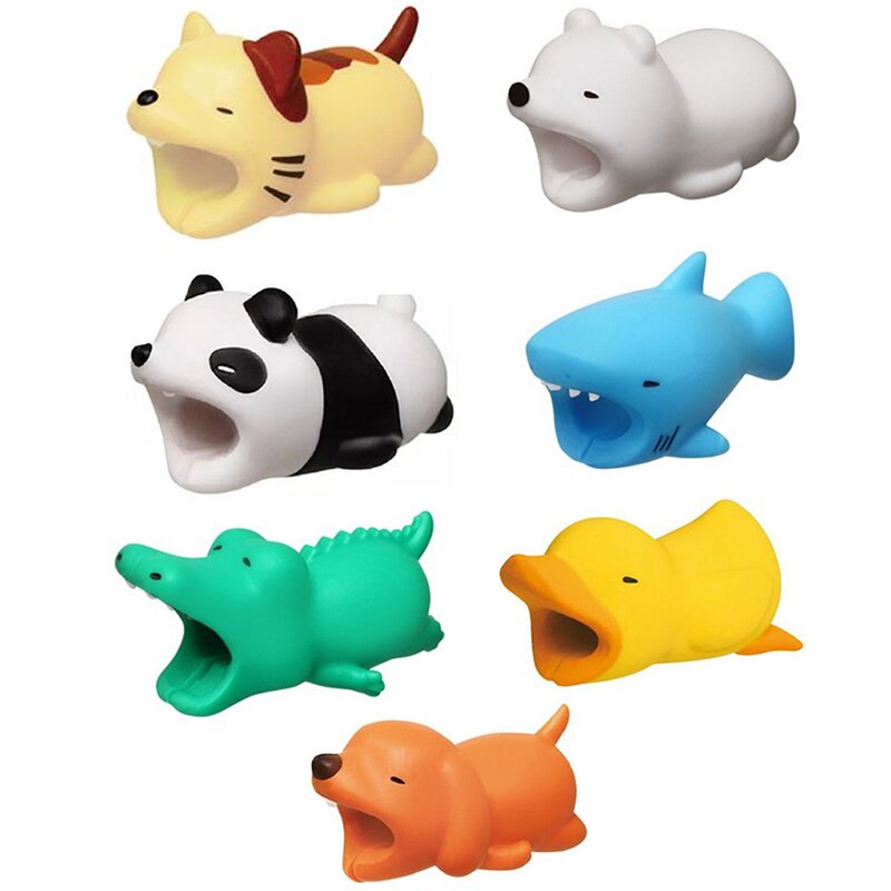 1pc Cute Animal Bite USB Cable Protector Desktop Organizer Kawaii Stationery Home Office Supplies Desk Accessories