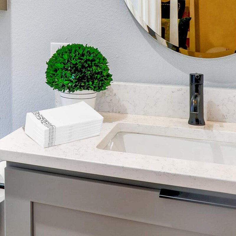 Servilletas de mano desechables de lino suave y absorbente de 250 Uds. Para cocina, fiestas, bodas (50 Uds./paquete)