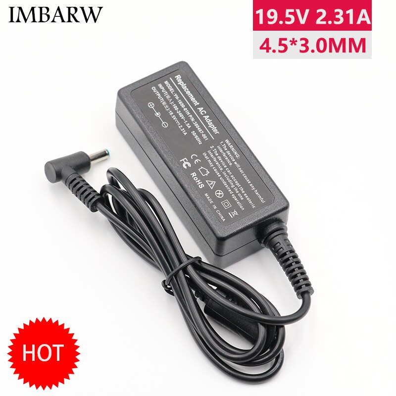 19.5V 2.31A 45W AC/DC Power Adapter Charger W/ Power Cord for HP 740015-001 741727-001 740015-003 740015-002 741727-001