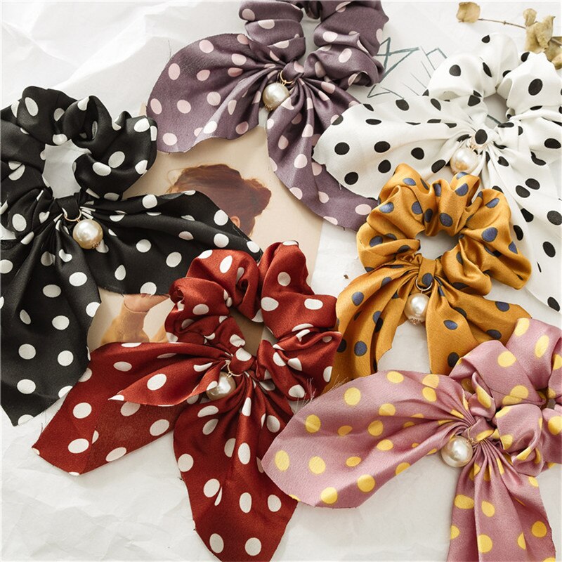 Sommer hestehale tørklæde elastisk hårreb til kvinder hår sløjfer scrunchies hårbånd med blomsterprint bånd hårbånd