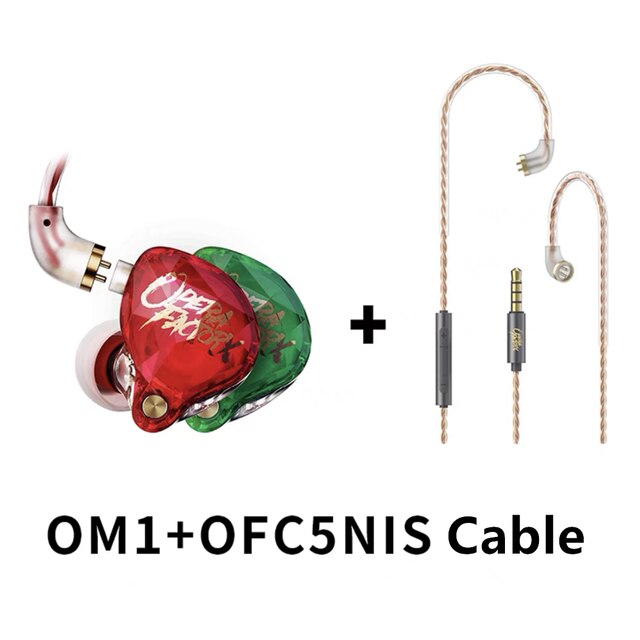 Whizzer OperaFactory OM1 In-ear Monitor Dynamic Earphone HIFI DJ Earbud Earplug With 2Pin 0.78mm Connector Detachable Cable: OM1 With Mic Cable