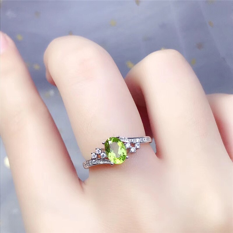 LeeChee peridoto naturale anello reale 925 argento sterlina del solido gioielli per le donne del regalo di anniversario verde gemstonge libera la nave: 5.5