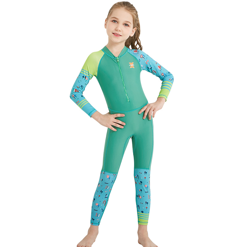 Wetsuit Kids Swimwear Elastic Diving Suit Long Sleeves Boys Girls Surfing Diving Suit Jumpsuit Wetsuit Kids Quick-drying: green / XL