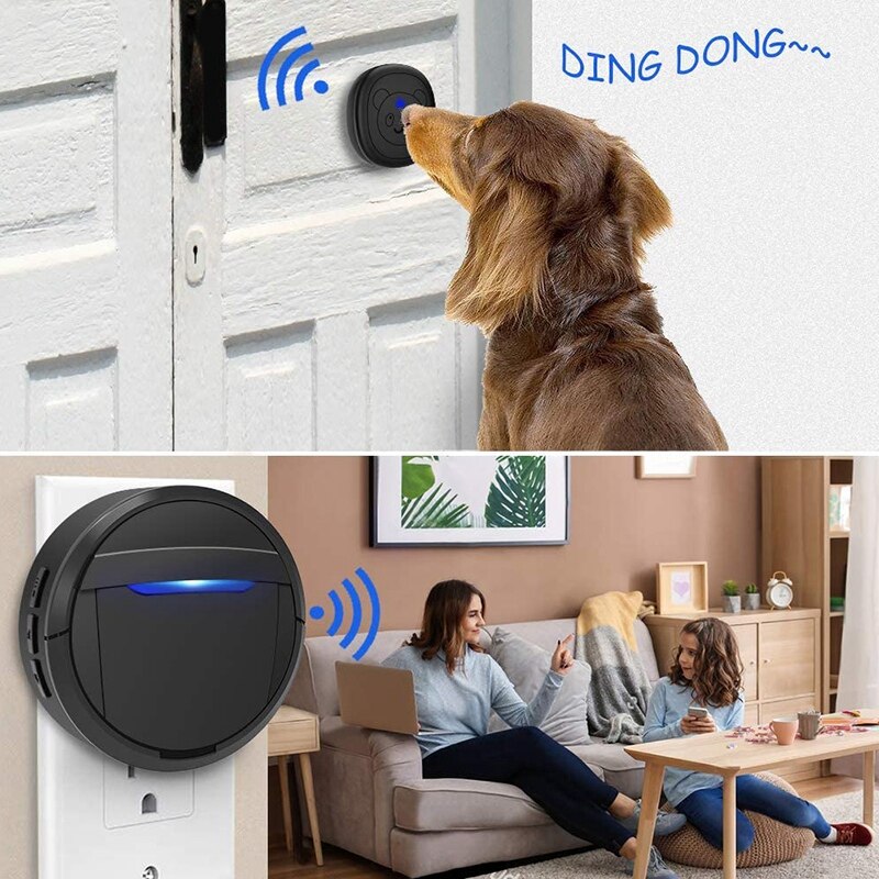 Hond Deurbel, Black & White Draadloze Communicatie Deurbel, waterdichte Smart Bell Voor Puppies Met Super-Licht Druk Op Knop, Ik