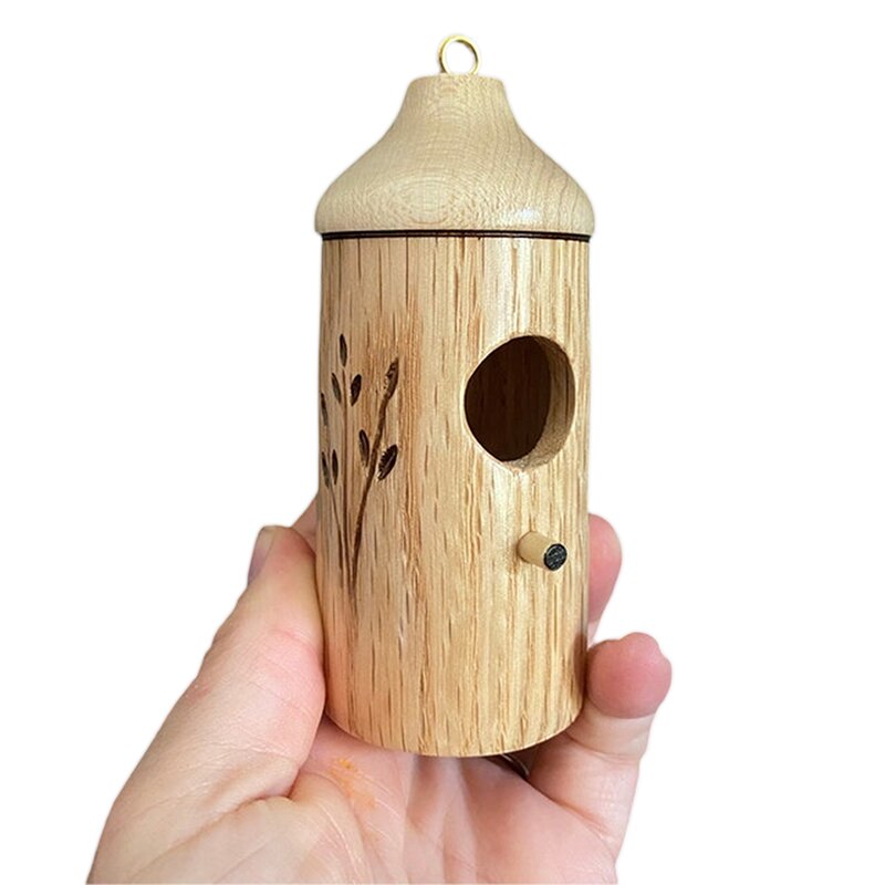 Natural Bird House, Natural Hanging Hummingbird Nest Wooden Garden Ornament for Outdoors