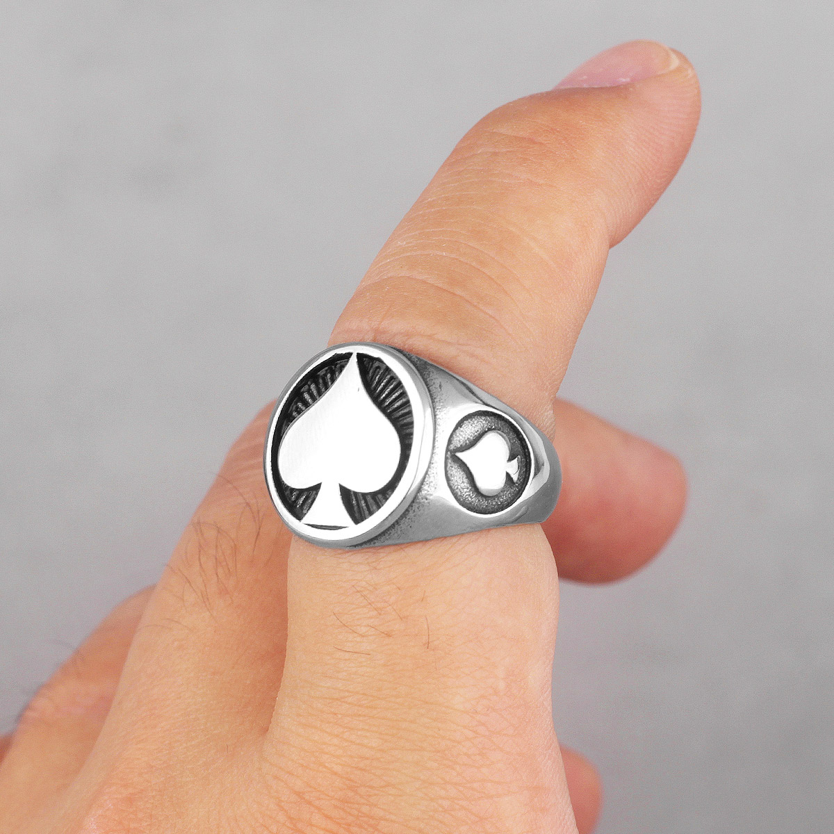 Anillos de acero inoxidable para hombre, sortija de póker de buena suerte, Punk, Hip Hop, joyería única para novio y motociclista, al por mayor