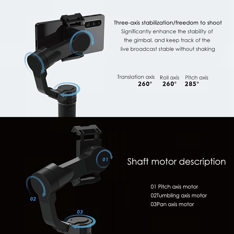 Handheld Stabilizer,3-Axis Gimbal Stabilizer Foldable Phone Gimbal for Vlogging /Android and Ios Phone Live Video