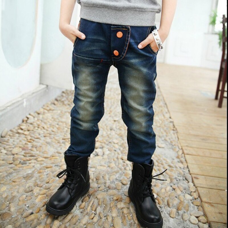 Spring Autumn Jeans For Boy Pants Kids Teenager Trousers Denim Warm Pants Children Korean Clothes