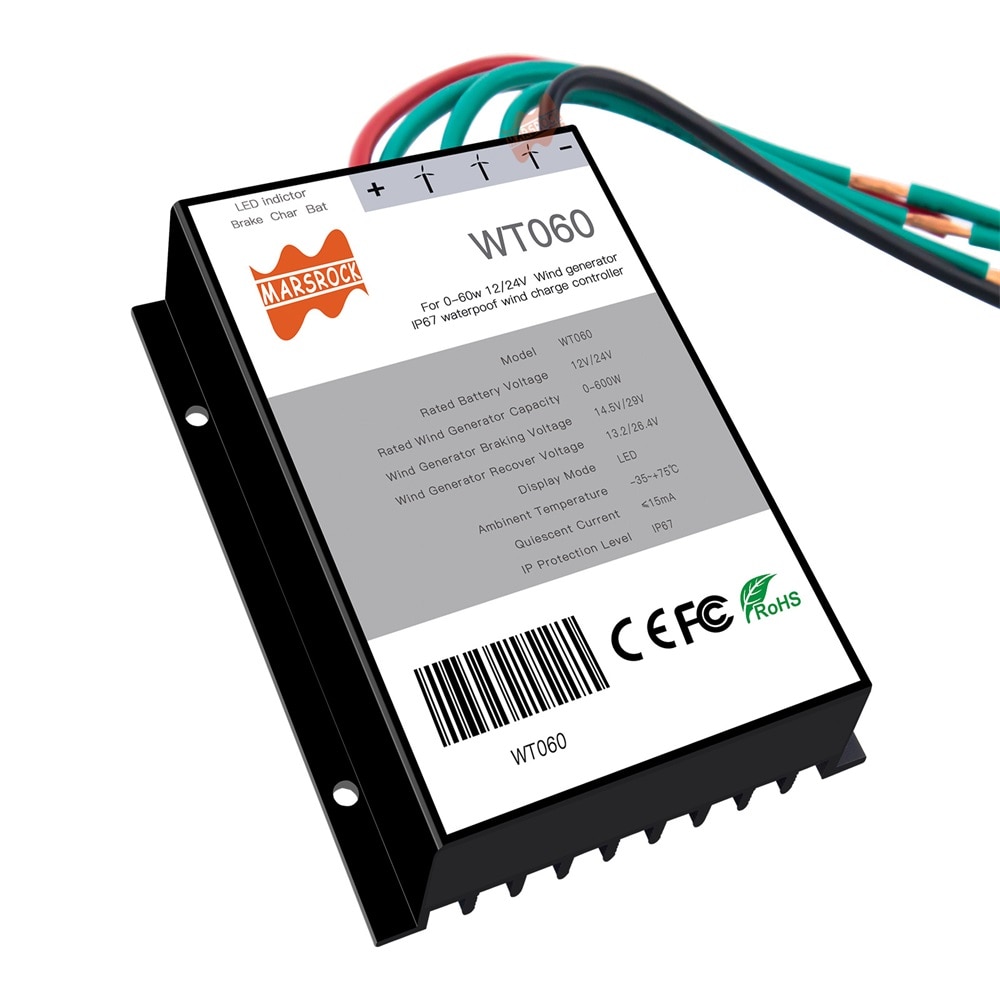 600W 12V 24V Auto IP67 Wind Turbine Generator Lading Ontlading Controller Windmolen Rem Regulator Voor 400W 600W Wind Generator