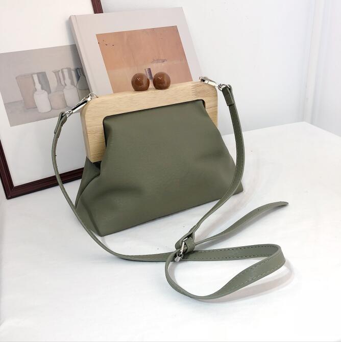 Daunavia kvinder taske håndtasker enkel retro pu blød læder klip taske kvindelig skulder messenger taske aften kobling pung læder: Grøn