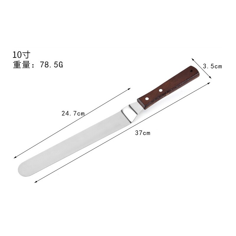 Spatel Paletmes Houten Handvat Rvs Blade Kaas Dessert Jam Spreaders Soepeler Boter Cake Decorating Gereedschap: 10 inch