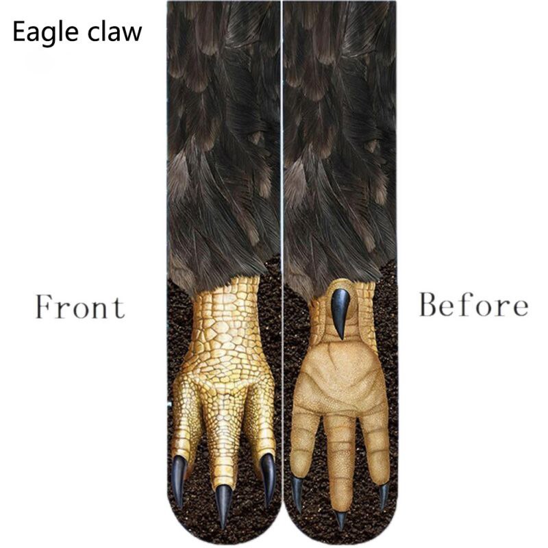 Adult children 3D Print Animal Paw Socks Unisex Crew Cat Long Stocks Elastic Breathable sport Sock Duck Horse Cat Paw cow Hoof: B / 20cm