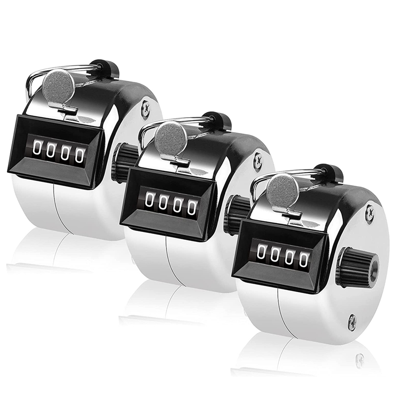 3 Pcs Counter, 4 Digit Clicker Counter, Metal Hand Counter Clicker For Counting Golf Counter: Default Title