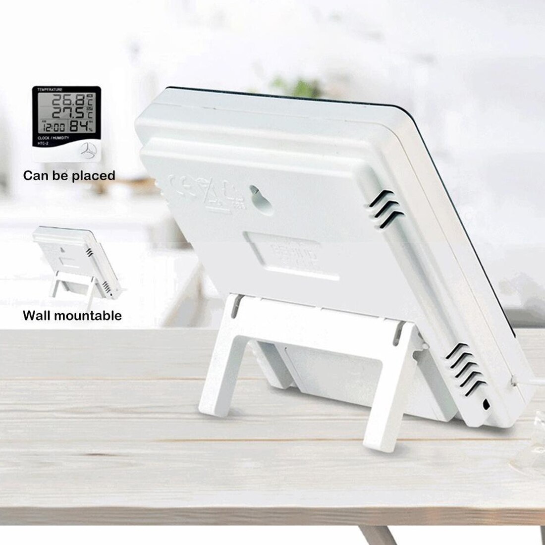 Digital LCD Thermometer Hygrometer Weather Station Sensor Probe Temperature Humidity Tester Clock Alarm Wall Indoor Outdoor