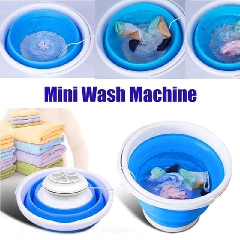 Portable Mini Washing Machine Ultrasonic Turbine Washing Machine Foldable Bucket Shape Laundry Clothes Washer For Home Travel