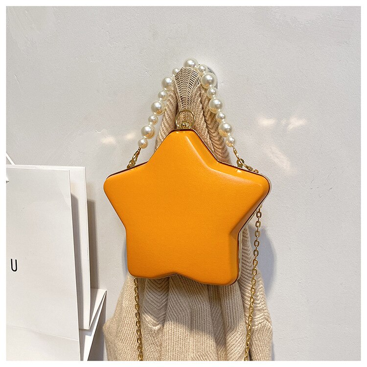 Sterne bilden Kasten Geldbörsen und Handtaschen für Frauen Luxus Party Kupplung Abend Tasche Perle Kette Schulter Tasche Umhängetasche: Orange
