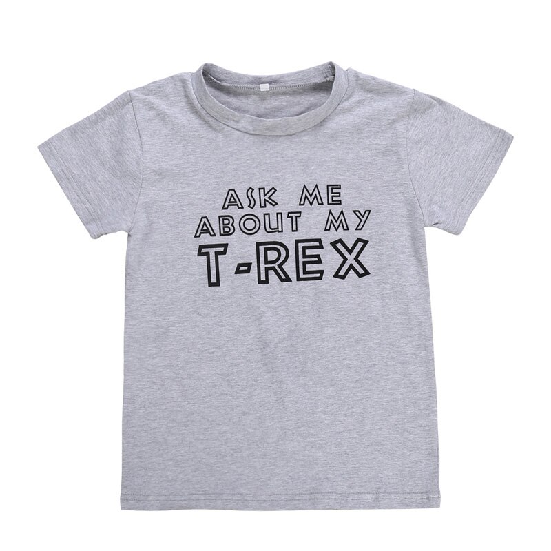 Sosocoer dinosaur maskeret børn drenge t-shirt sommer tegneserie dyr dreng t shirt toppe spørg mig om mit t-rex print børnetøj: B / 7t