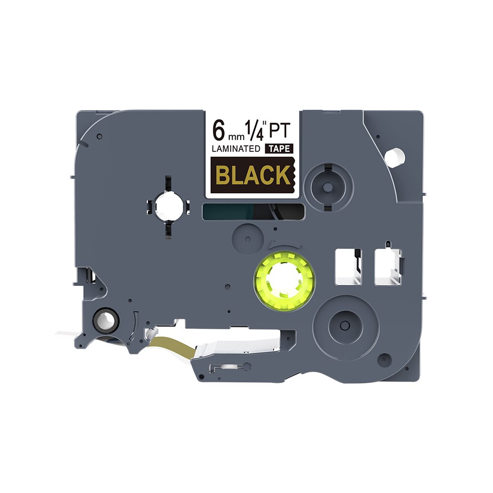 1PCS 6mm Black on Clear TZe-111 TZ2-111 Label Tape Compatible for Brother P-Touch PT200/1000 D210 H110 E110 Label Printers PUTY: Gold-Black