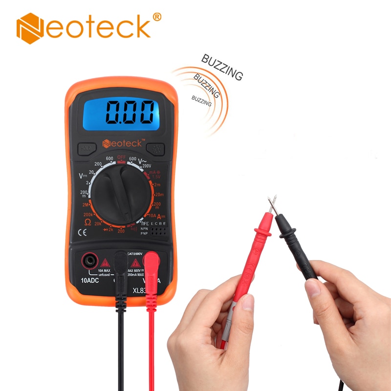 Neoteck Digital Multimeter AC DC Voltmeter Ammeter OHM Circuit Checker Tester Buzzer 1999 Counts Auto display Multimeter Tester