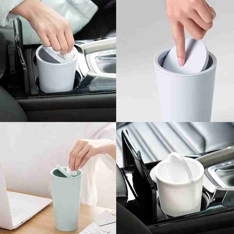 Round Car Trash Can Flip Car Trash Box Car Door Trash Bucket Holder Can Supplies Car Storage Cup Water J6U4