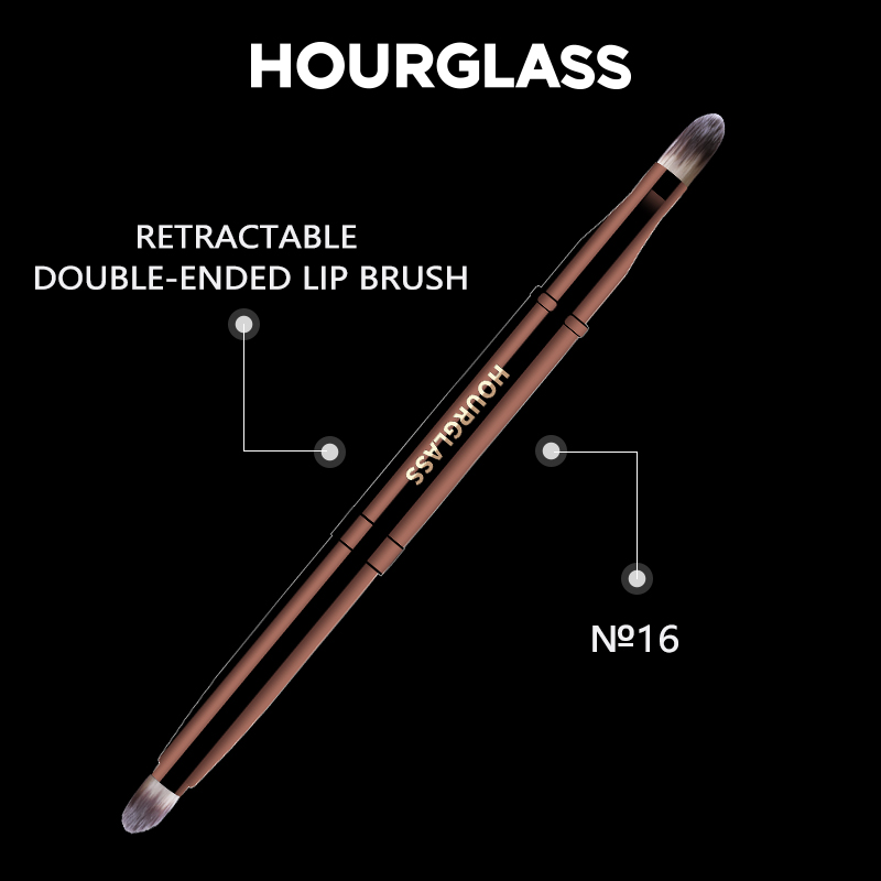 Hourglass Makeup Brush- No.16 Retractable Double-Ended Lip Brush Soft Fiber Hair Single Lip Brush