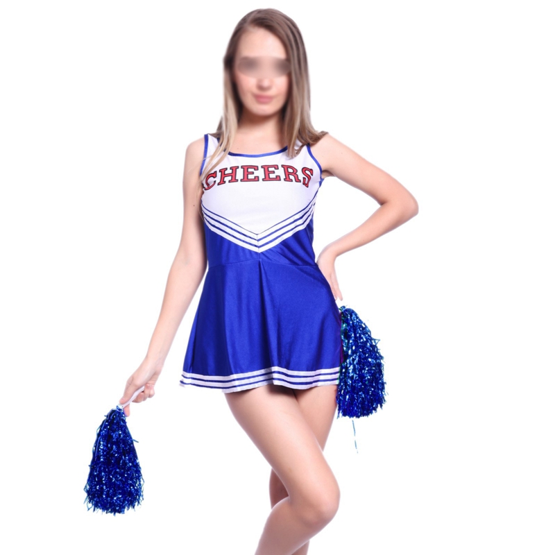 Tank Kleid Blau fancy kleid cheerleader pom pom mädchen party mädchen XS 28-30 fußball schule