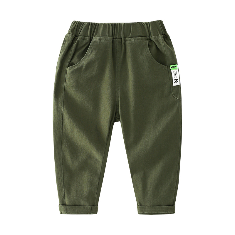 Calças cargo de algodão para meninos, calças da moda para crianças pequenas de algodão com elástico na cintura, roupas para crianças pequenas