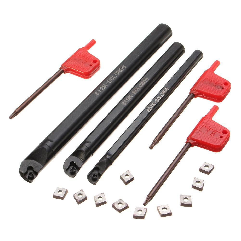 Steel Boring Bar Lathe Turning Tool Holder CCMT0602 Carbide Inserts Set