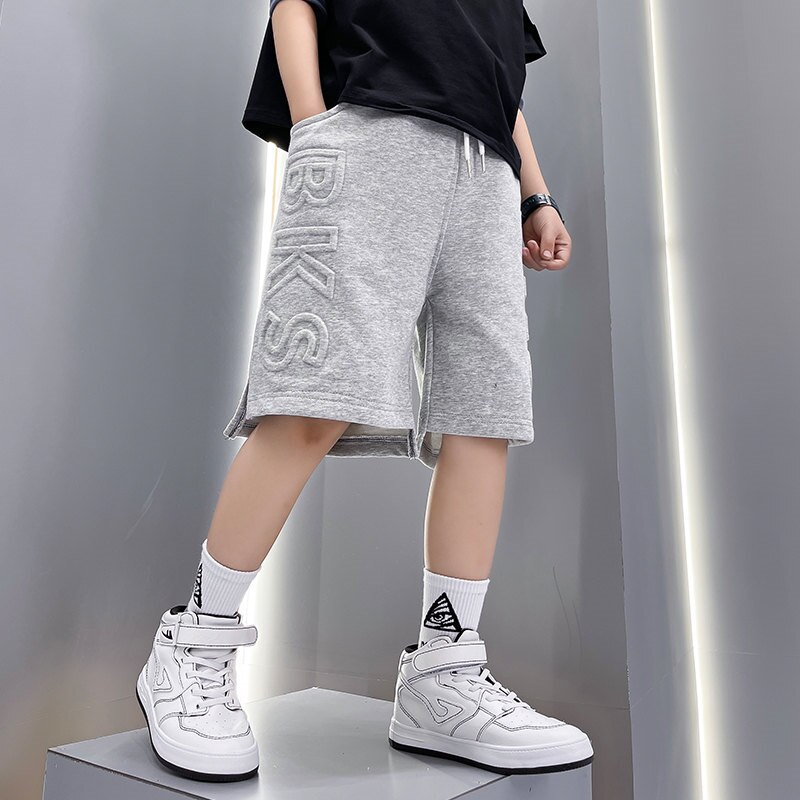Pantaloncini per ragazzi 2022 pantaloni sportivi in cotone estivo bambini Casual pantaloncini neri grigi abbigliamento sportivo per ragazzi 5 6 8 10 12 14 anni: GRAY / 11