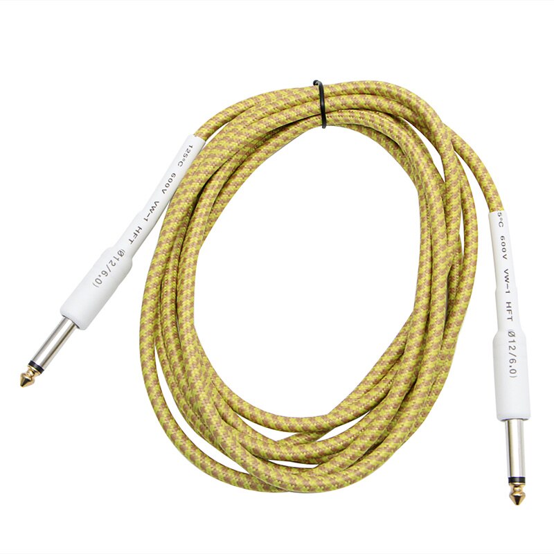 10ft gitaar bas 6.35mm 1/4 "mono mannelijk naar audiokabel gevlochten draad cord: Geel