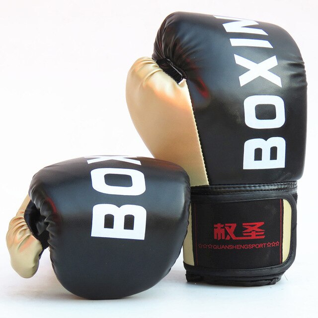 Child Adults Boxing Gloves Pro Training Fighting Gloves Muay Thai Sparring Punching Kickboxing Breathable PU Boxing Gloves: Adult Black
