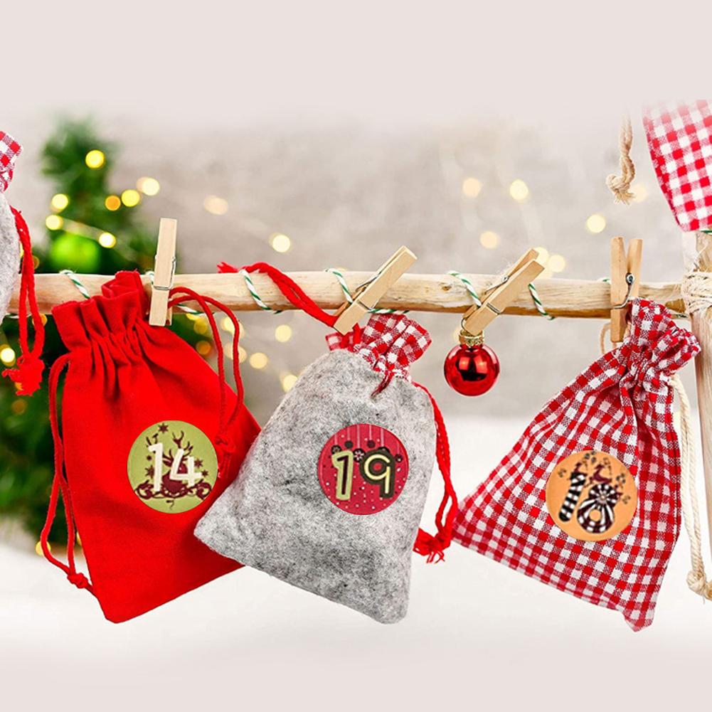 Christmas Advent Calendar Cloth Bags Set Decorative Christmas Countdown Calendar Candy Bags for Home Decor