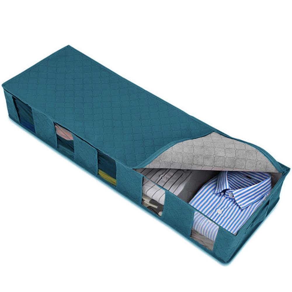 Opvouwbare Onder Bed Opbergzakken Grote Capaciteit Ademend Onderbed Opslag Bakken Dikke Kleding Opbergdozen Ritssluiting Organizer: 1PCS  Blue