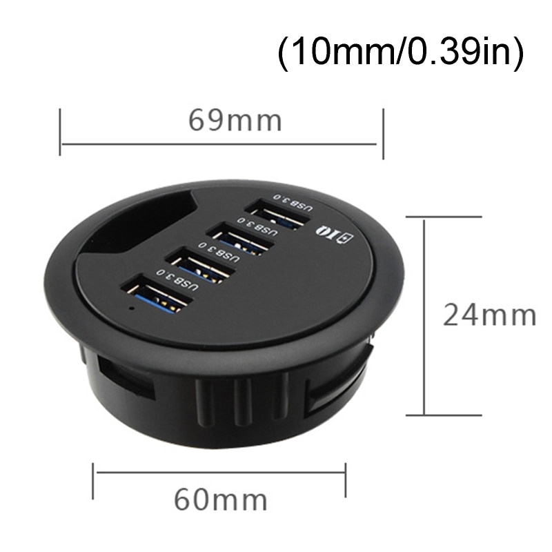 Montering in-desk 4 portar usb 3.0 nav skrivbord adapter multi splitter för stationär dator