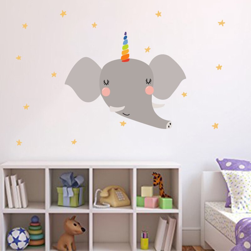 Conisi Sweet Cartoon Cute Elephant Wall Decal Baby Elephant Wall Sticker Vinyl for Children Baby Kids Bedroom Nursery Decor