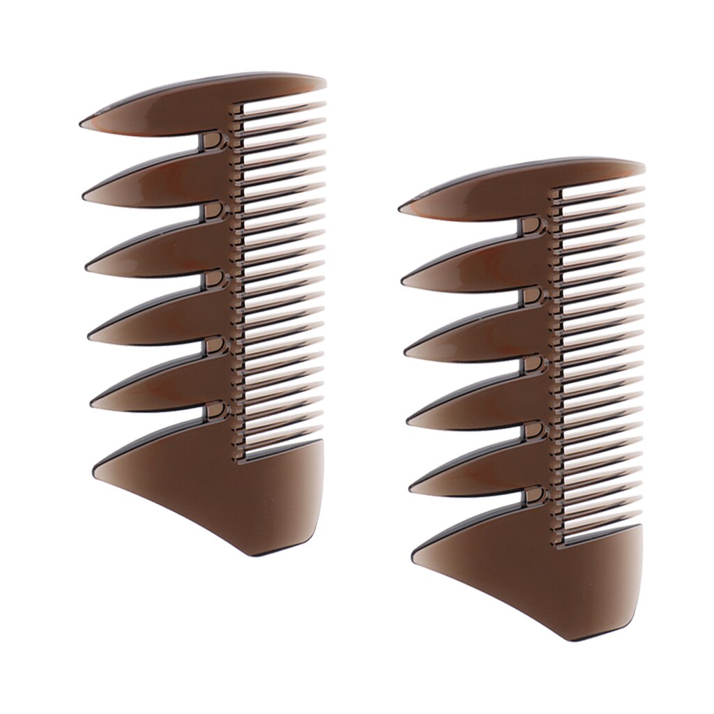 Peine Afro de doble punta para hombre, cepillo de pelo graso, rizado, recto, de dientes anchos y finos, 2 uds.