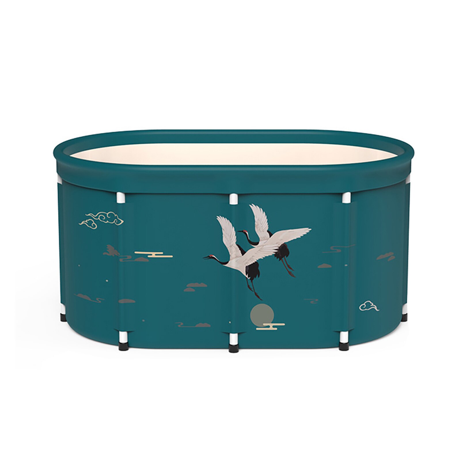 6/8PCS Portable Adults Bathtub Set Non-Inflatable Folding Bath Barrel SPA Folding Bath Tub For Adults Children Swimming Pool: green crane 100cm