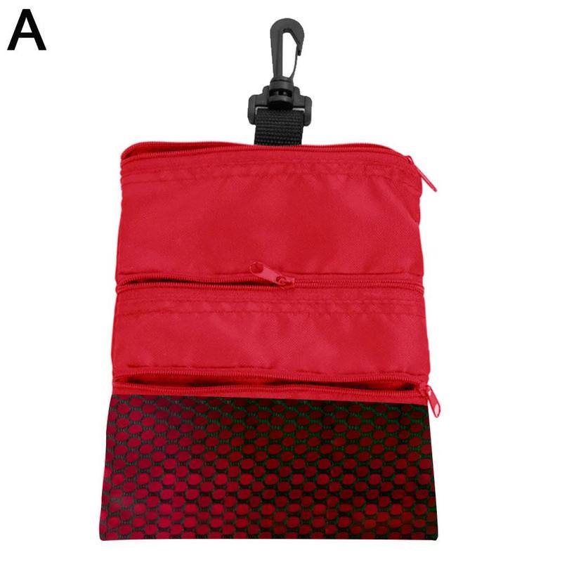 Black/Red/ Blue Portable Golf Ball Bags Holder Zipper Mesh Pouch Storage For Outdoor Training Golf Accessories Supply: A
